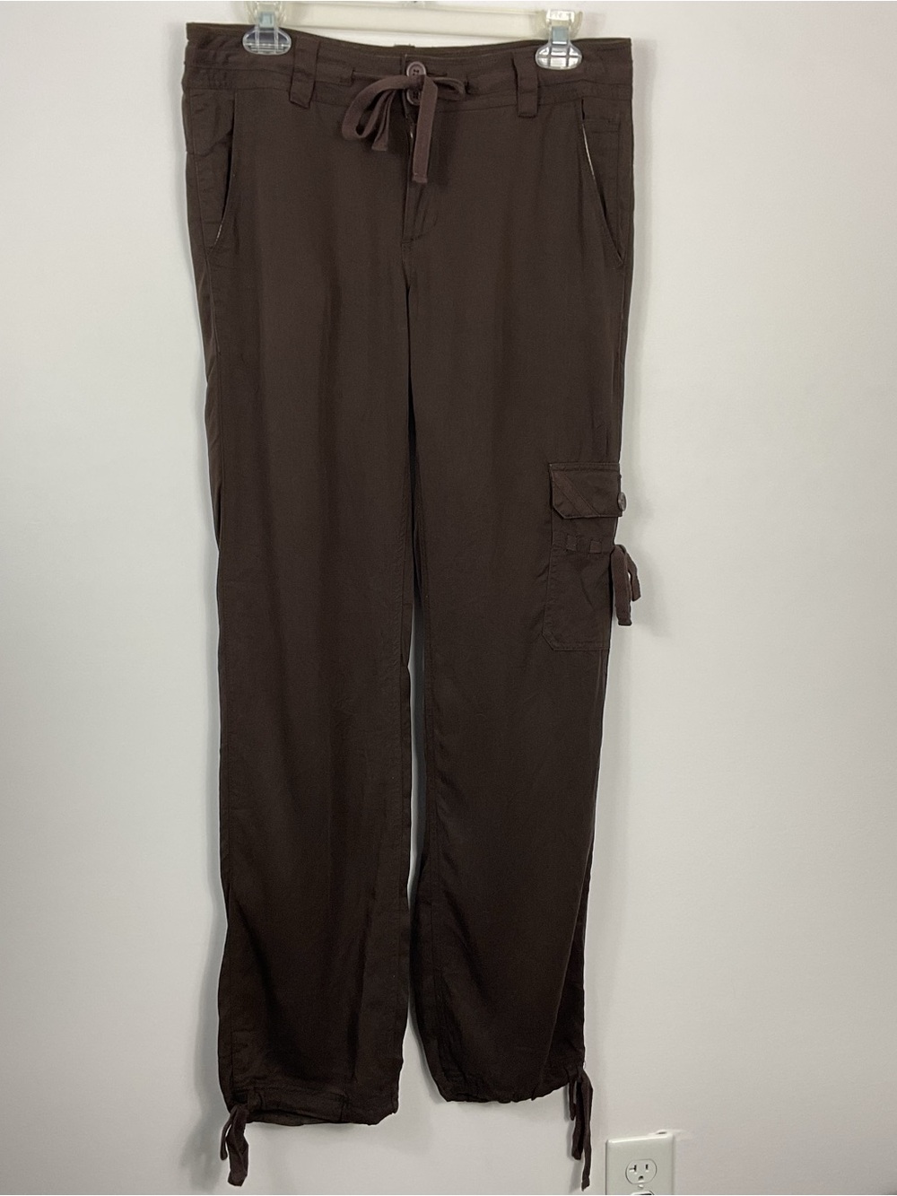 Prana Tie Ankle Brown Cargo Pants Womens Size 6
